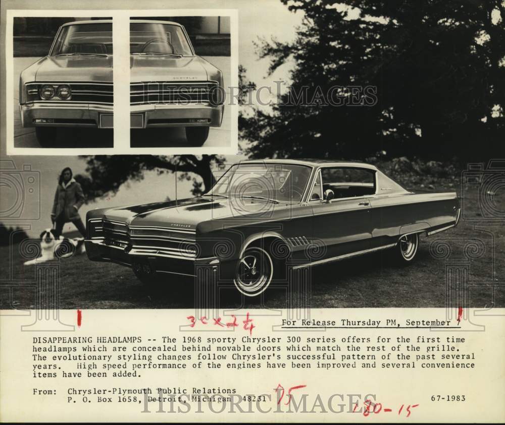 1967 Press Photo The sporty Chrysler 300 series offers concealed headlamps- Historic Images