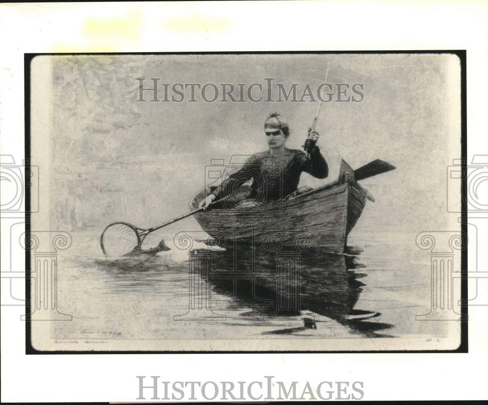 1889 Press Photo Etching of fisherman by Winslow Homer - hcx48657