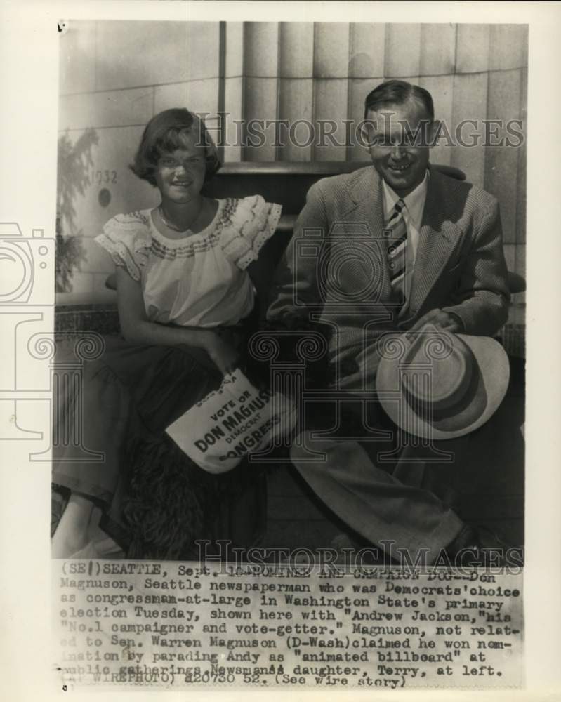 1952 Press Photo Seattle's Congress-at-large Don Magnuson and daughter Terry.