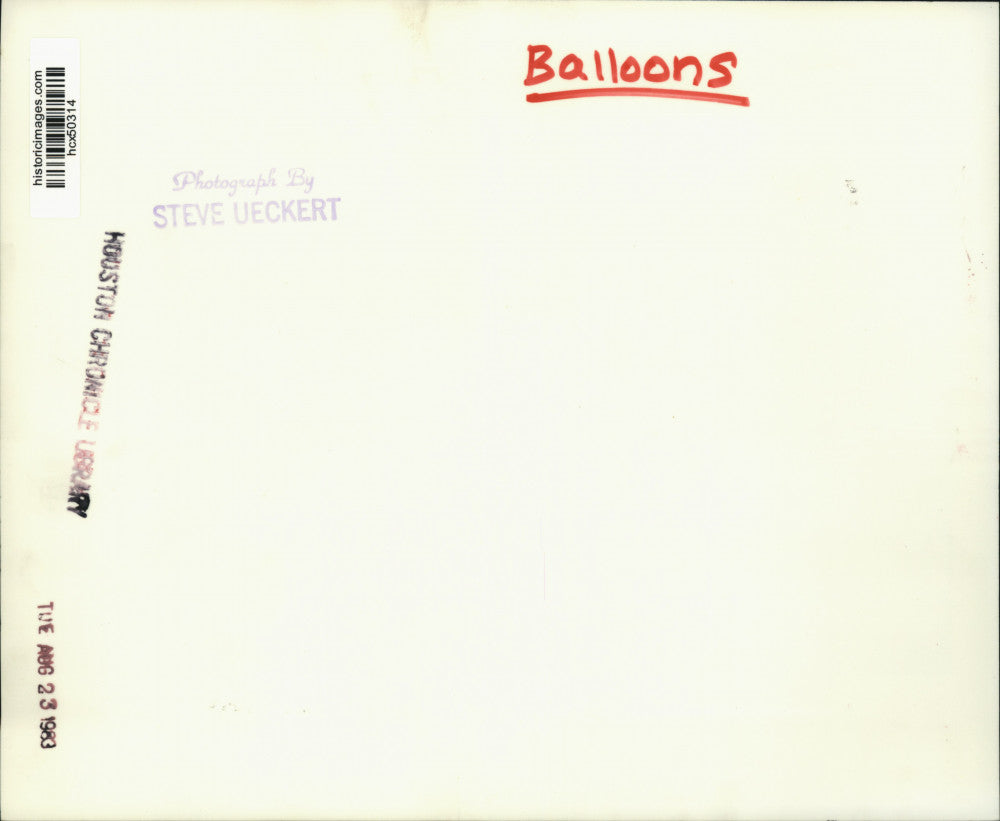 1983 Press Photo Balloons prepare to lift off at Johnson Space Center.