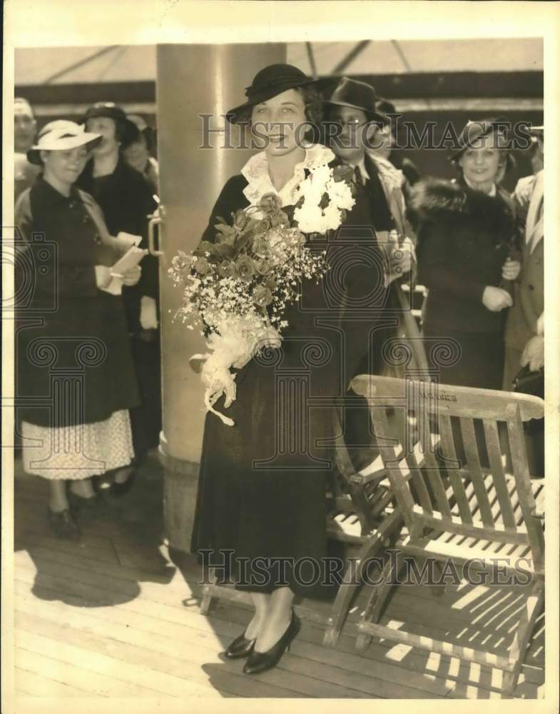 1935 Press Photo Helen Wills Moody aboard Liner Manhattan in New York City- Historic Images