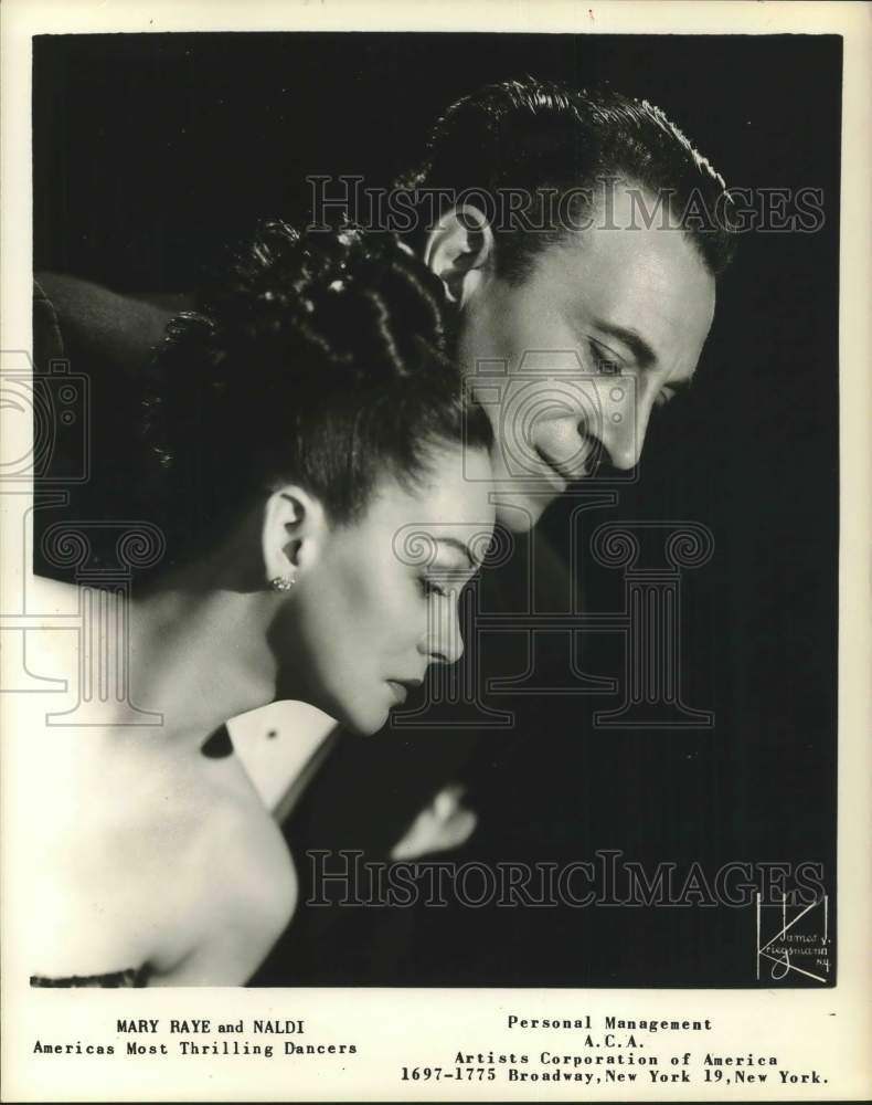 1955 Press Photo Mary Raye and Naldi, entertainers - hcx51196- Historic Images