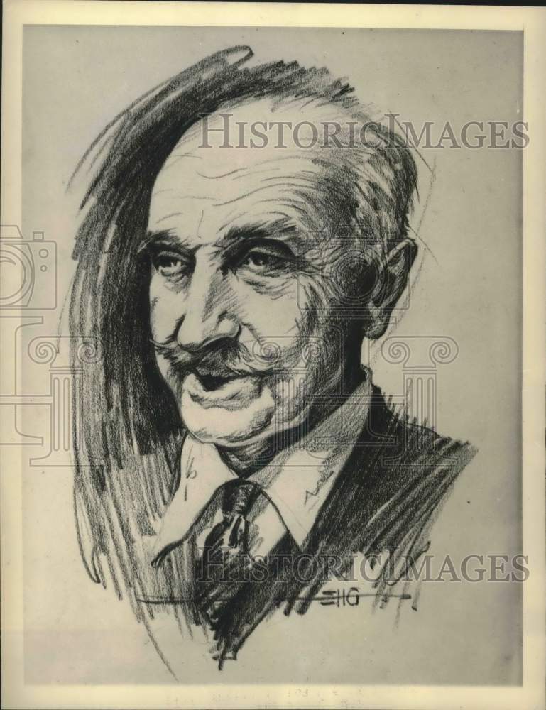 1948 Press Photo Sketch of Italian poet George Santayana by E. H. Gunder- Historic Images