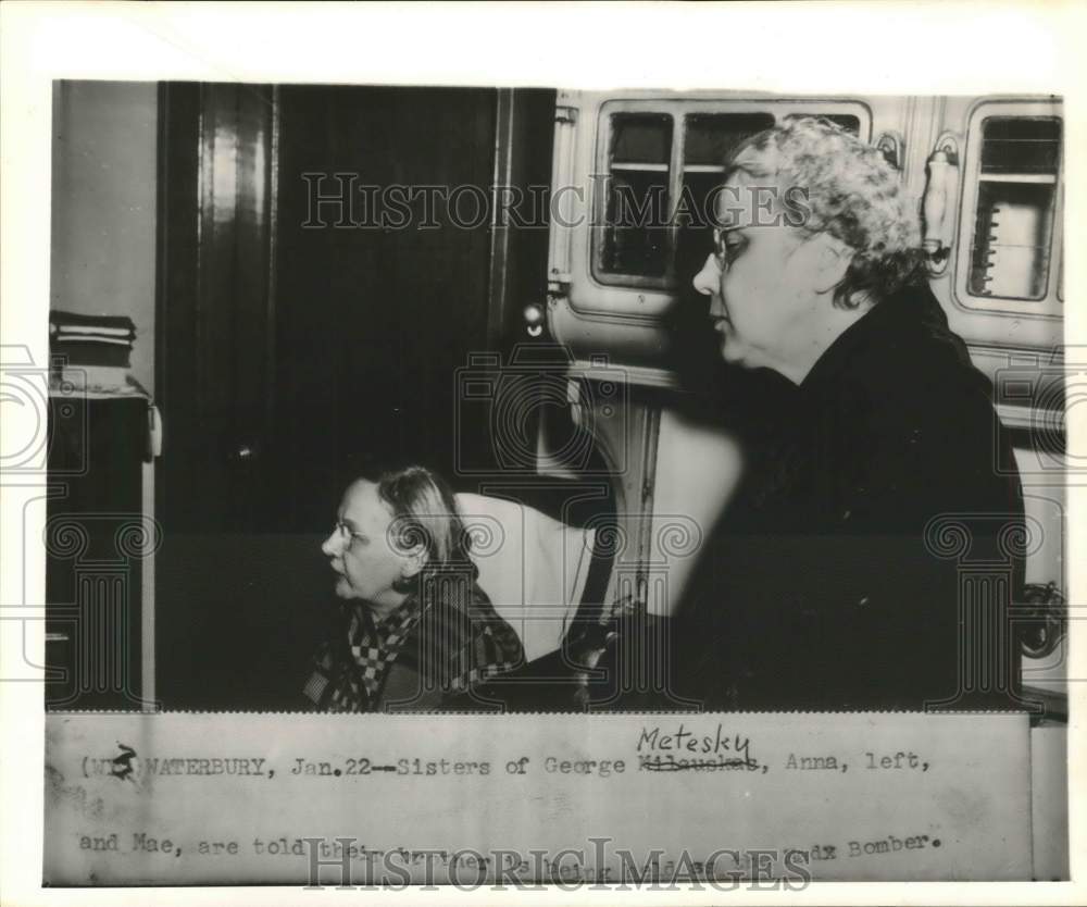 1957 Press Photo Mad Bomber George Metesky&#39;s sisters Anna and Mae - hcx51765- Historic Images