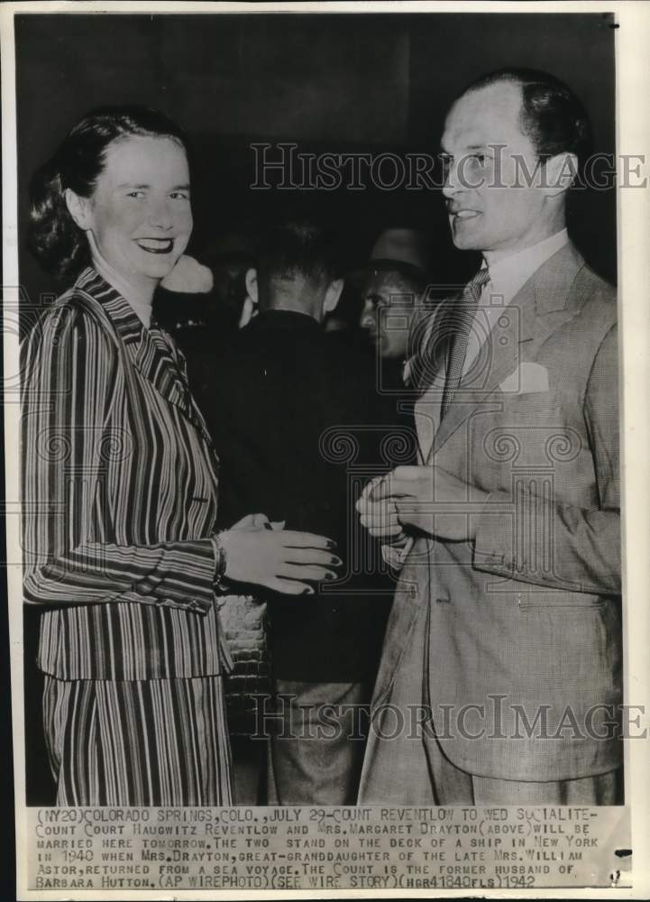 1940 Press Photo Count Court Haugwitz Reventlow and Margaret Drayton in New York- Historic Images