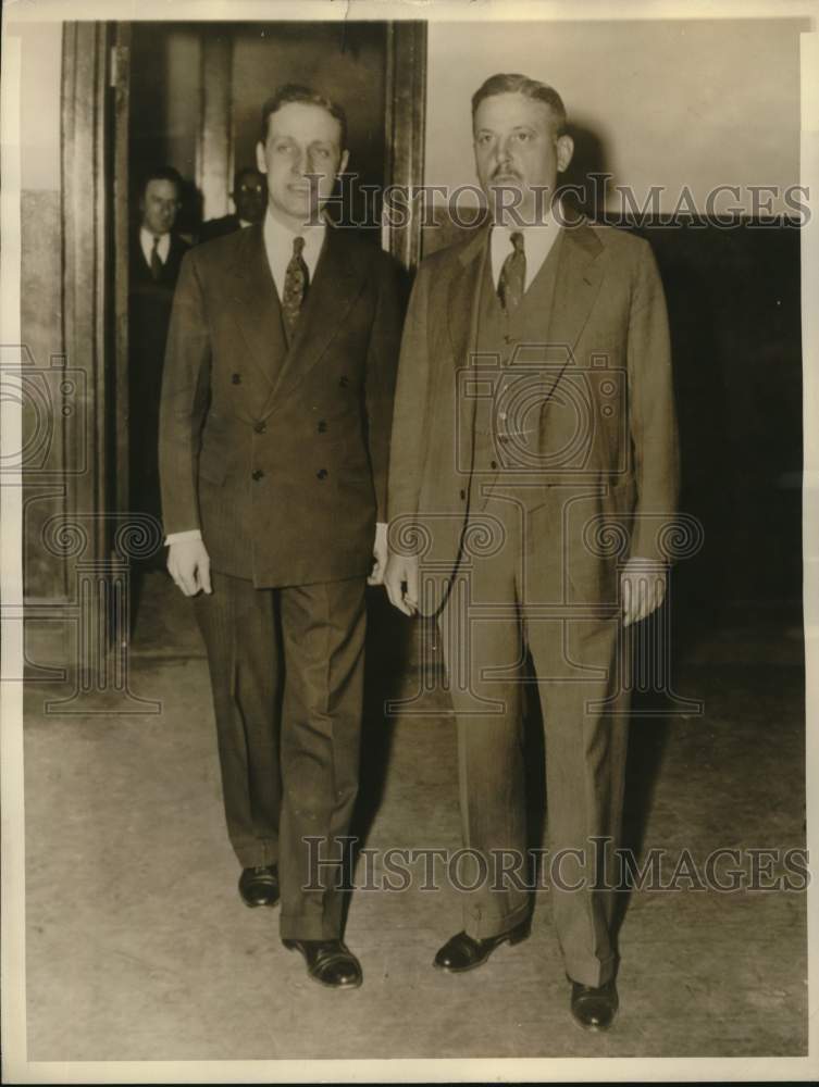 1936 Press Photo Alfred Smith and Harold Hastings in NY District Attorney office- Historic Images