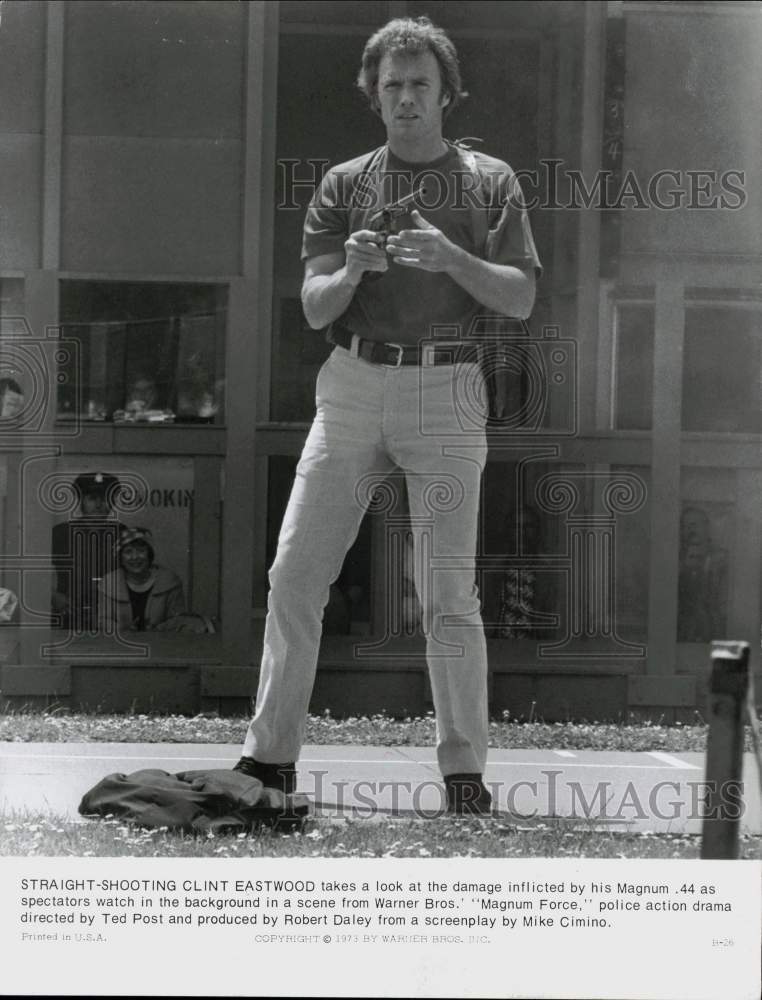 1973 Press Photo Actor Clint Eastwood in a scene from "Magnum Force" - hcx55346