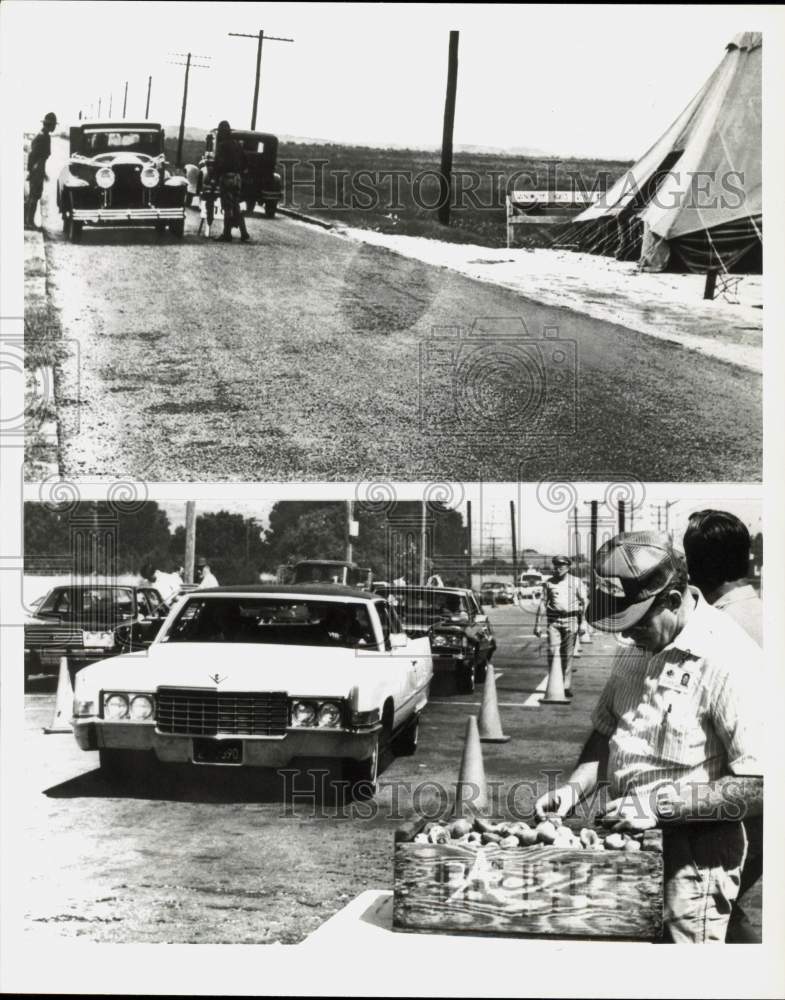 1929 Press Photo Cars Stopped at Medfly Insect Checkpoint - hpa11874