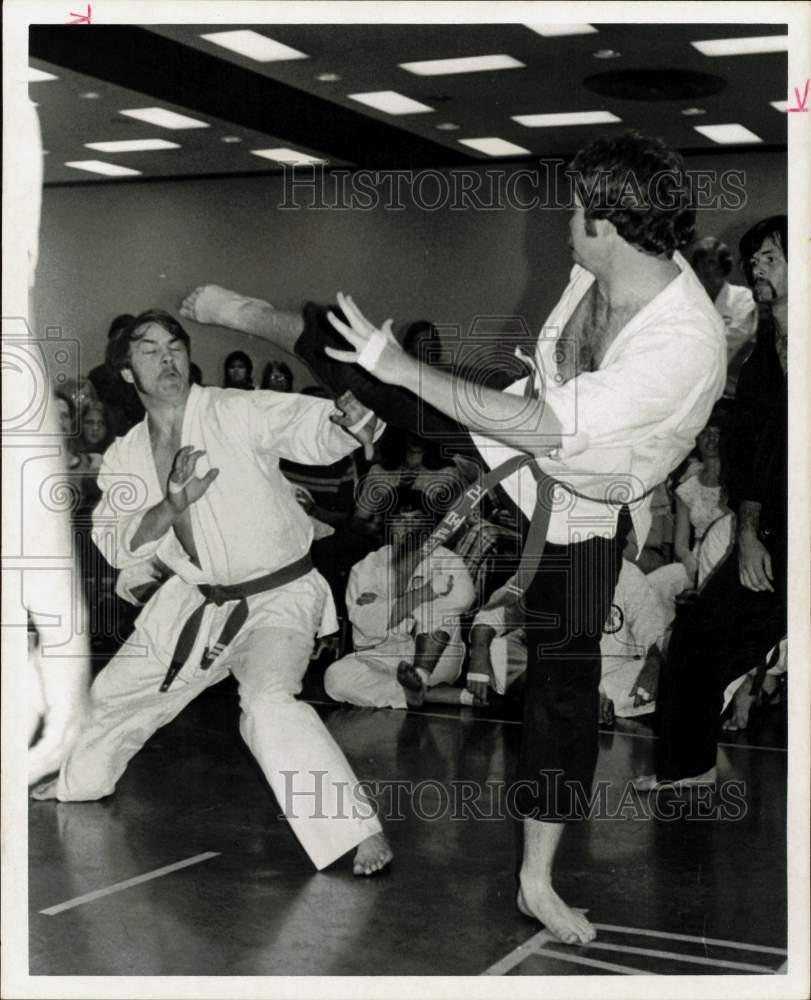 1973 Press Photo Karate demonstration watched by students. - hpa27992- Historic Images