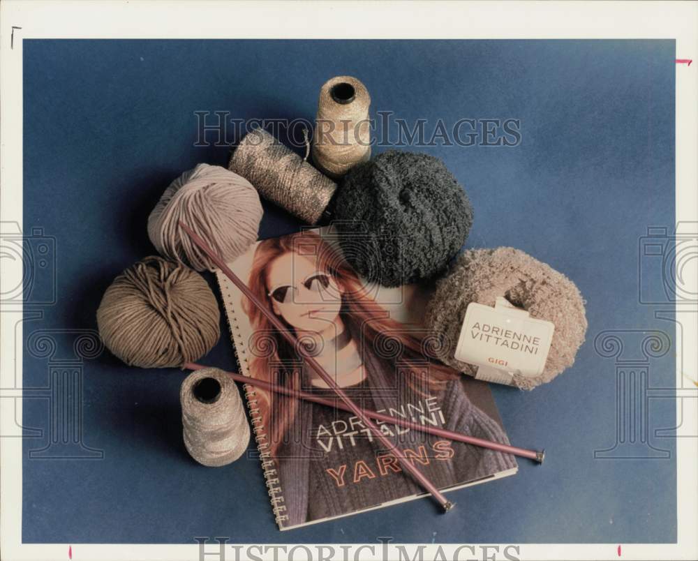 1993 Press Photo Yarns, Needles and Book on Yarns - hpa30139- Historic Images