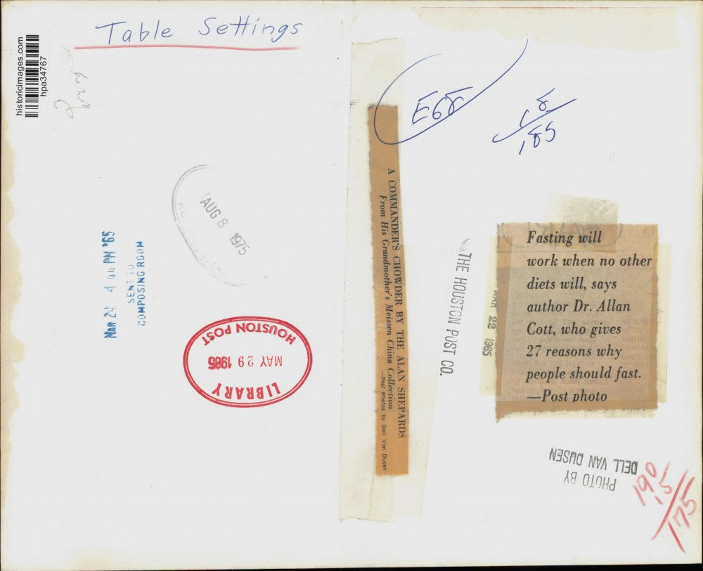 1965 Press Photo Table Set with Alan Shepard's Grandmother's Meissen China