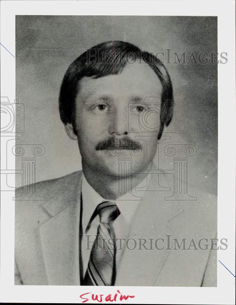 1985 Press Photo John R. Swain, HPD officer demoted for shooting at HPOA HQ