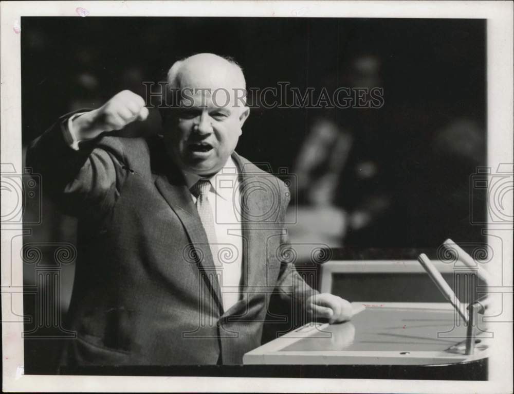 1960 Press Photo Russian Premier Nikita Khrushchev at U.N. General Assembly, NY- Historic Images