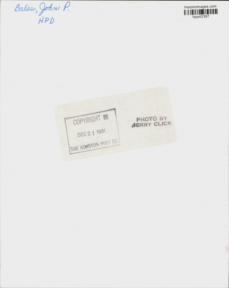 1981 Press Photo Houston Police Department's John P. Bales at Press Brief, Texas