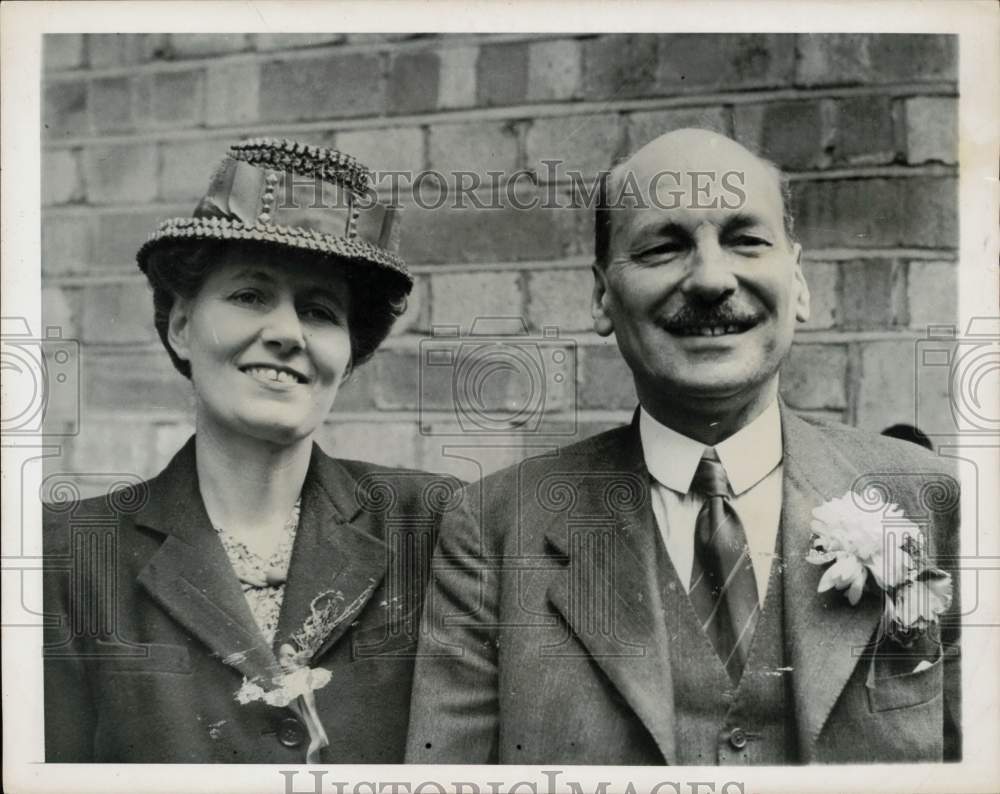 1945 Press Photo Prime Minister &amp; Mrs. Clement Richard Attlee, London, England- Historic Images