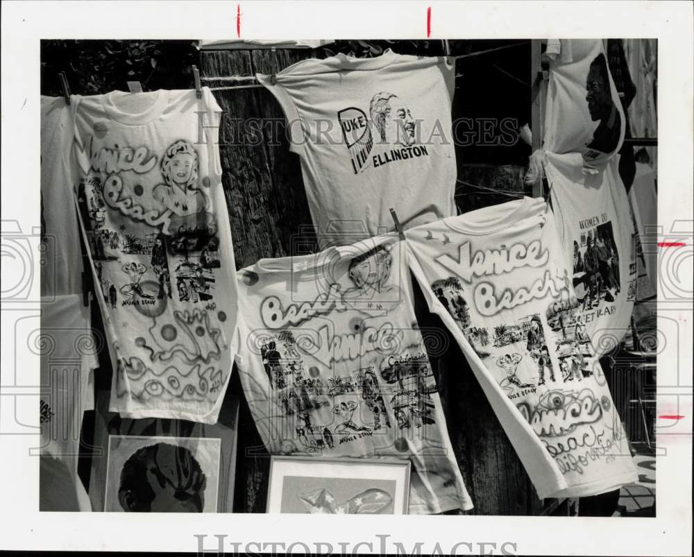 1983 Press Photo T-Shirts, Artwork for Sale in Venice, California - hpa48587- Historic Images