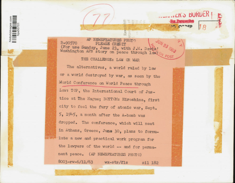 1963 Press Photo International Court of Justice, Hague; Hiroshima after A-Bomb