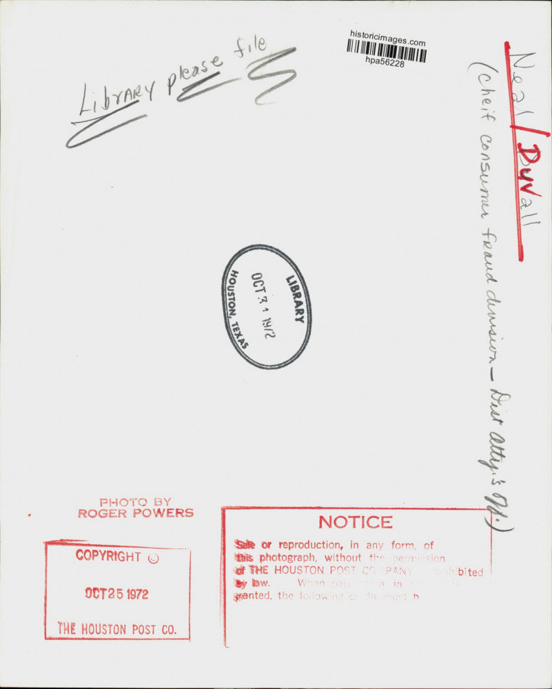 1972 Press Photo Neal Duvall, Chief Consumer Fraud Division head. - hpa56228