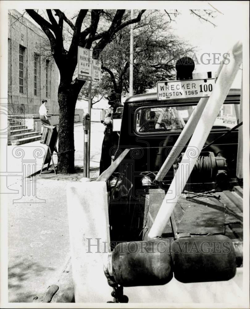 1966 Press Photo Parking ticket written for Houston wrecker company&#39;s vehicle.- Historic Images