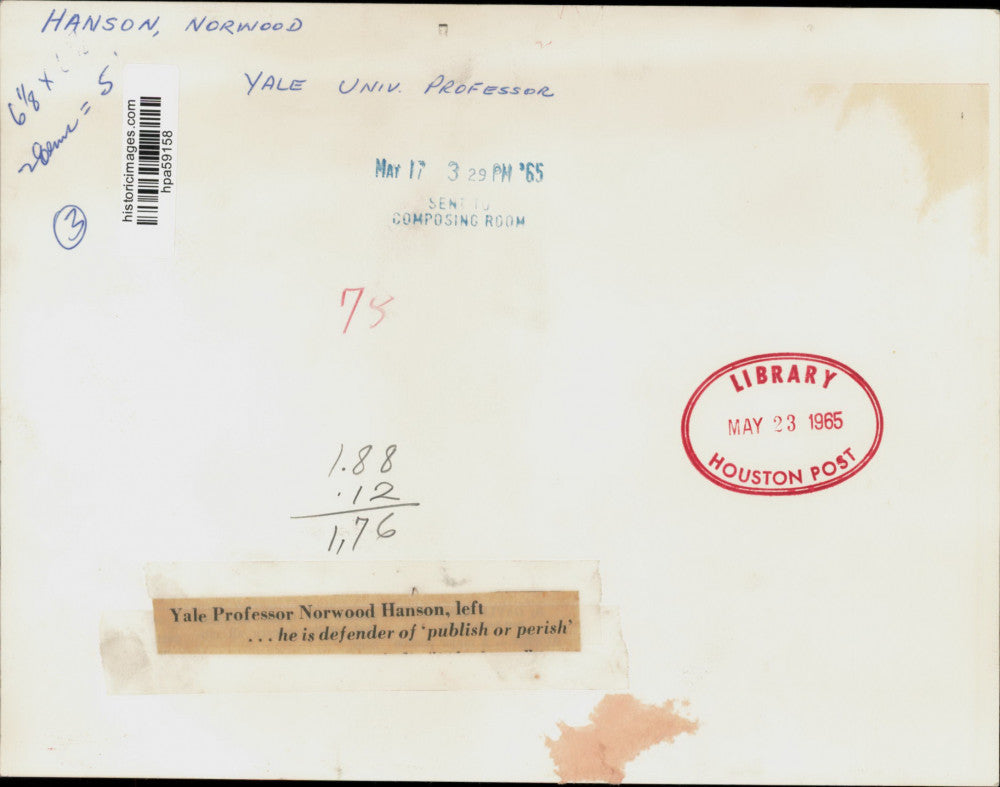 1965 Press Photo Norwood Hanson, Yale University professor. - hpa59158