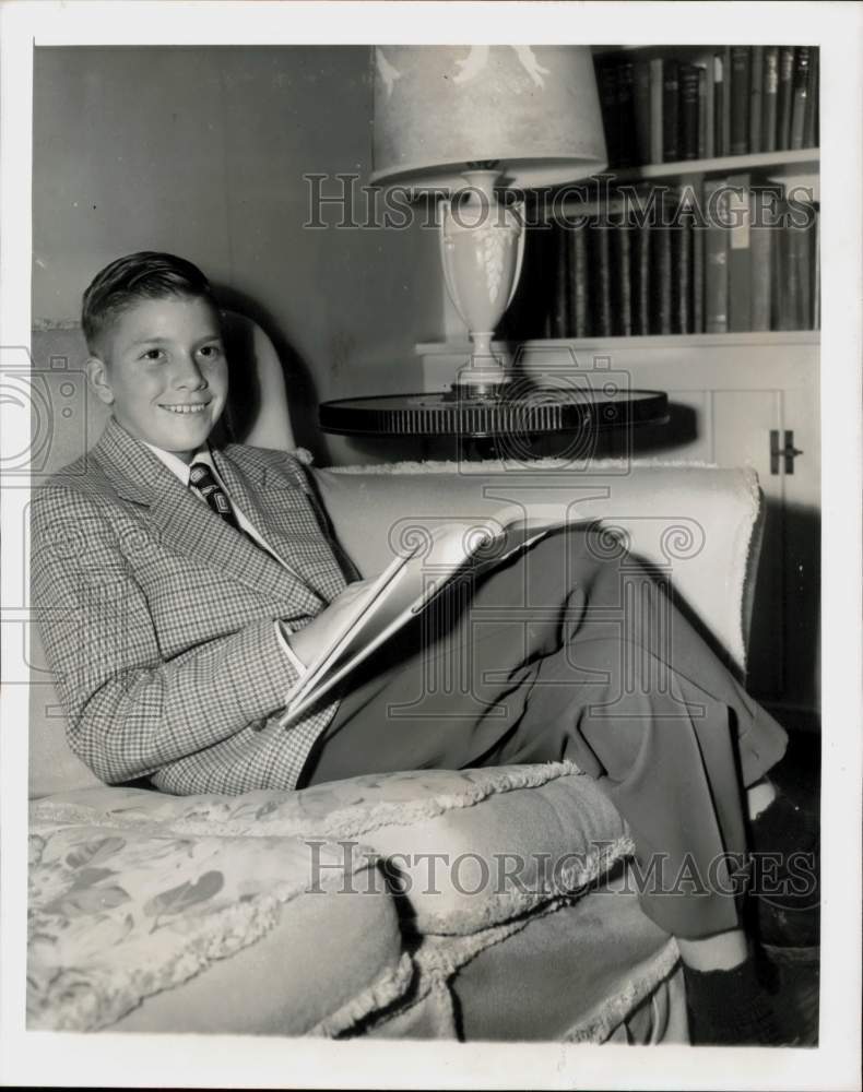 1951 Press Photo Colin P. Kelly, son of WWII hero, studies at his PA home.- Historic Images