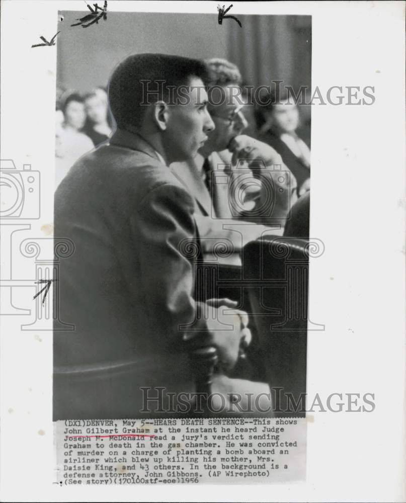 1956 Press Photo John Graham hears Judge read verdict in Denver court.- Historic Images