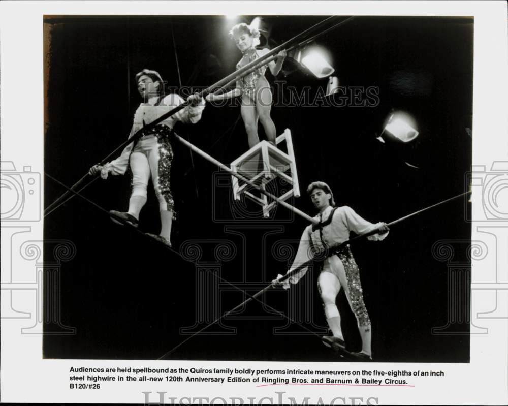 Press Photo Quiros family performs high-wire act of Ringling Bros. circus.- Historic Images