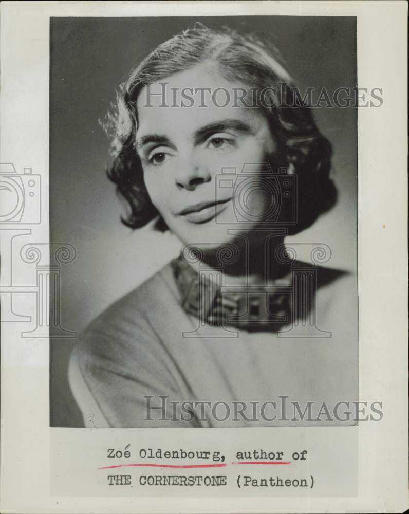 1955 Press Photo Zoe Oldenbourg, author of &quot;The Cornerstone.&quot; - hpa73919- Historic Images