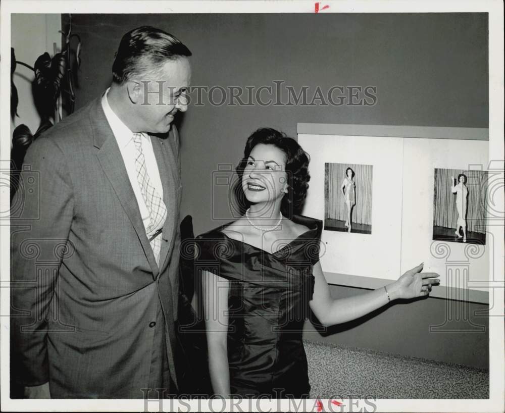 1957 Press Photo John Klute welcomes Denise LaVal to Houston. - hpa74396- Historic Images