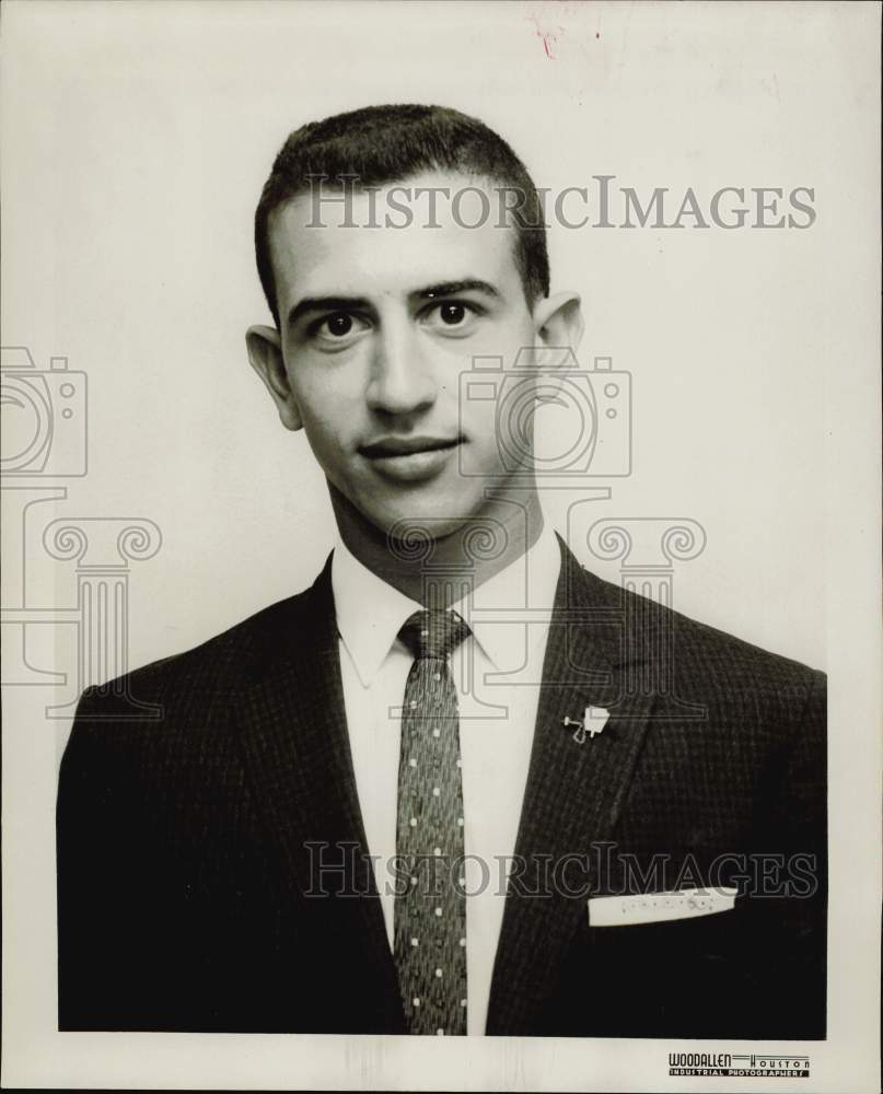 1961 Press Photo Paul Anthony Spinella, Sam Houston High School student- Historic Images