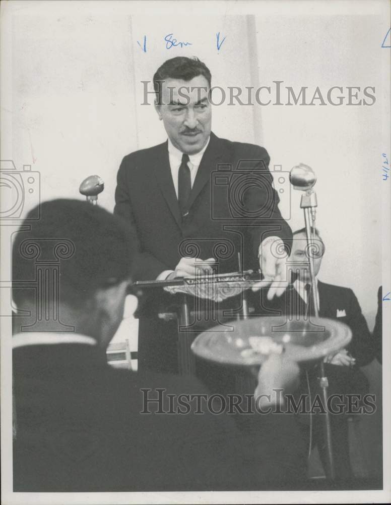 1963 Press Photo Representative Adam Clayton Powell at NY anti-crime rally.- Historic Images