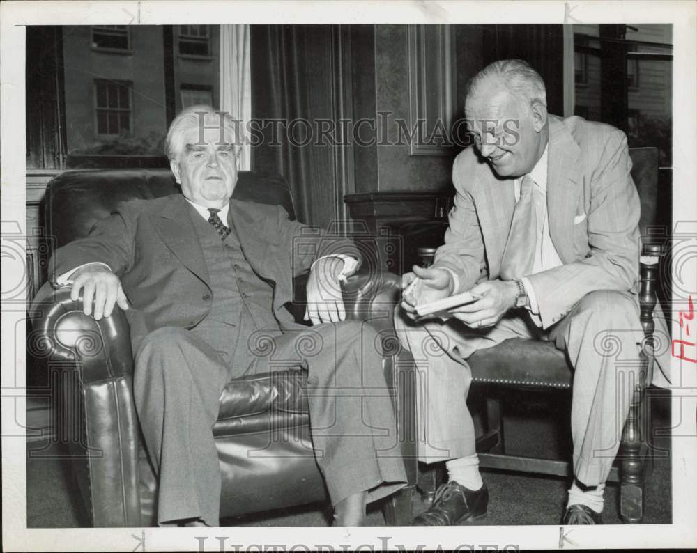 1955 Press Photo Labor leader John L. Lewis talks with associate. - hpa77716- Historic Images