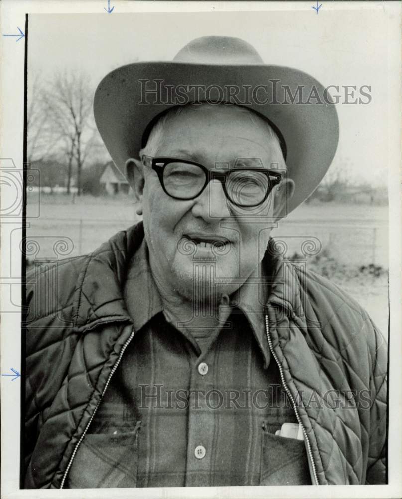 1974 Press Photo Raymond Rau, Columbus, Texas rancher - hpa77920- Historic Images