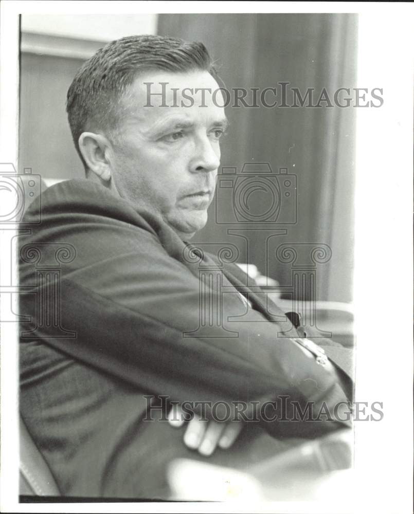 1969 Press Photo Joe Reynolds, former attorney for school board with arms folded- Historic Images