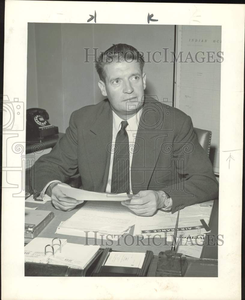 1955 Press Photo Jacques Nicolle, Air France general traffic and sales manager- Historic Images