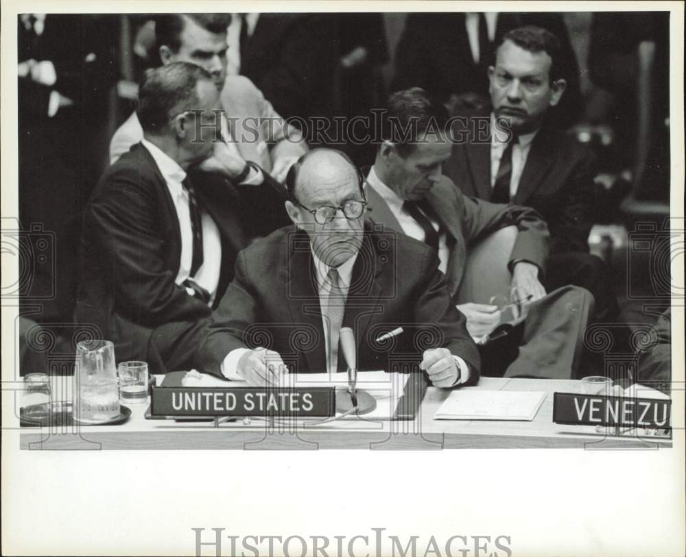 1963 Press Photo Adlai Stevenson addresses United Nations Security Council in NY- Historic Images