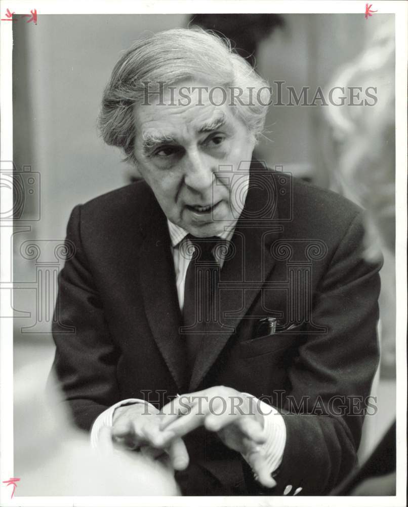 1968 Press Photo Norman Norell, fashion designer, shown at interview.- Historic Images