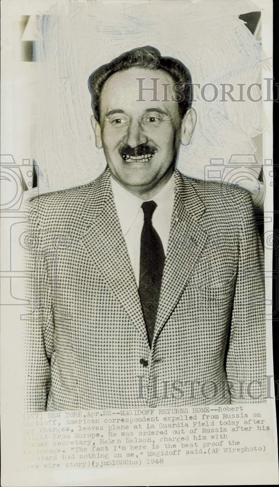 1948 Press Photo Robert Magidoff, U.S. correspondent expelled from Russia- Historic Images