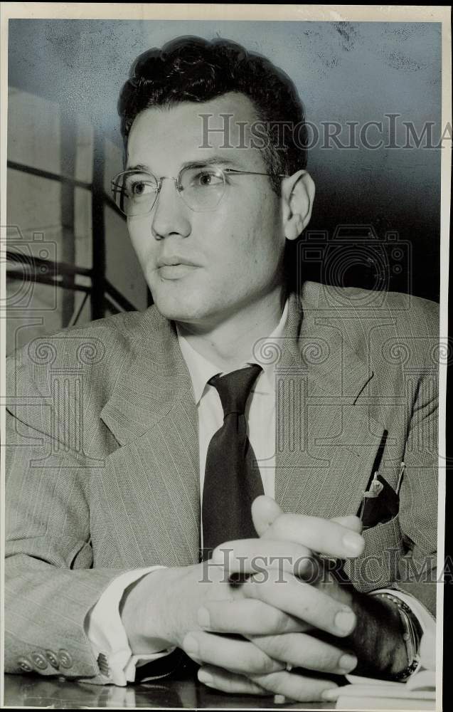 1951 Press Photo Wash J. Howard sits with hands folded - hpa81322- Historic Images