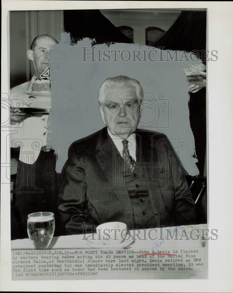 1960 Press Photo John L. Lewis of UMW honored at Washington testimonial dinner.- Historic Images