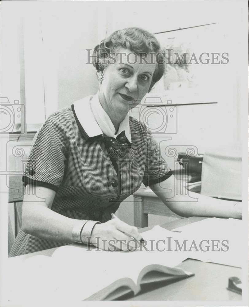 1958 Press Photo Ella Porter, Houston school teacher, at her desk. - hpa81682- Historic Images