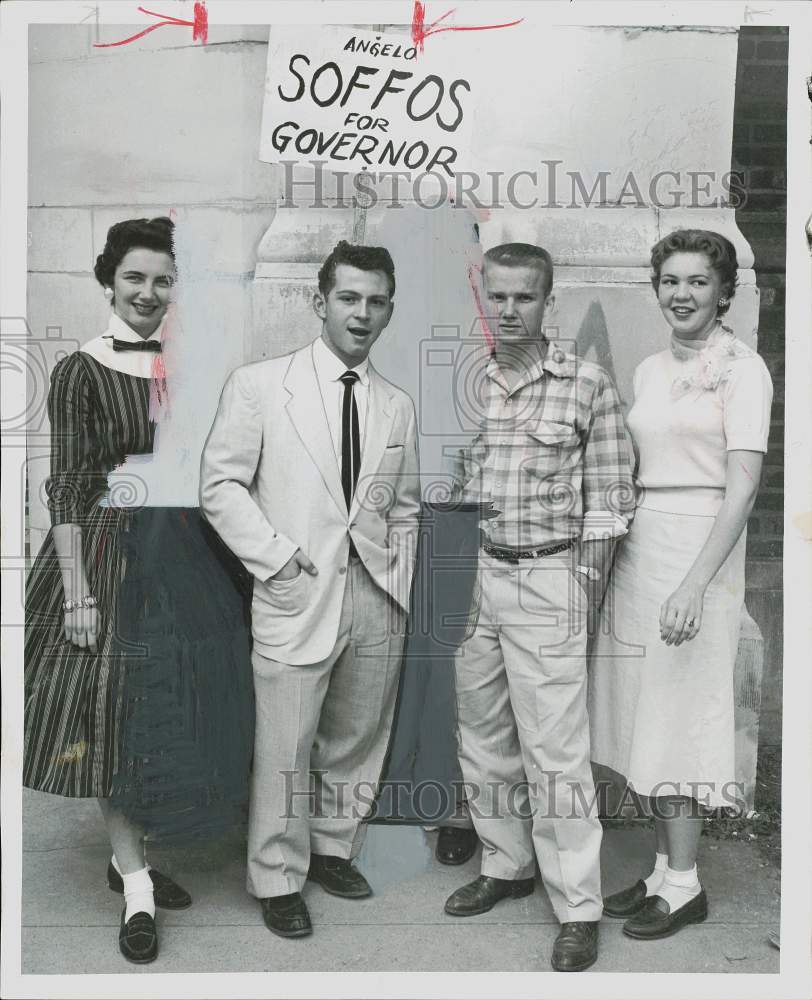 1955 Press Photo Angelo Soffos, candidate for governor, stands with supporters.- Historic Images