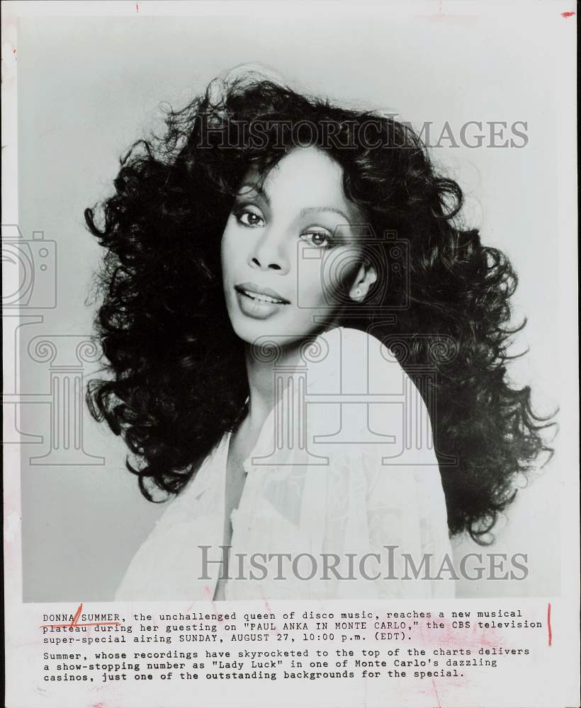 1979 Press Photo Donna Summer, disco queen, stars on &quot;Paul Anka in Monte Carlo&quot;- Historic Images