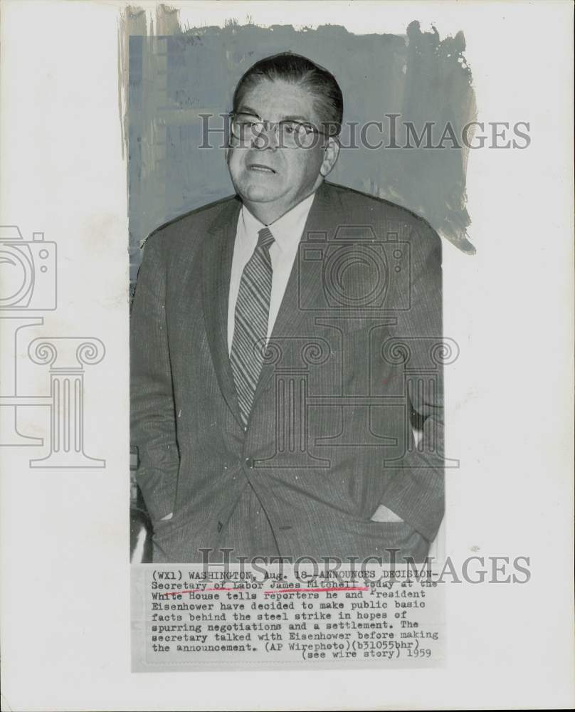 1959 Press Photo James Mitchell talks with reporters at Washington - hpa82029- Historic Images