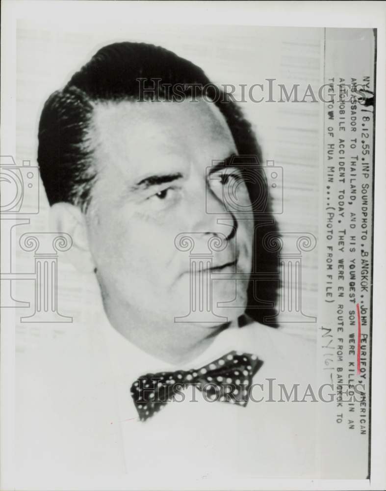 1955 Press Photo John Peurifoy, American Ambassador to Thailand. - hpa82467- Historic Images