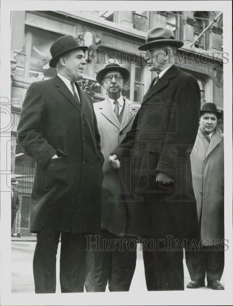 1961 Press Photo Representative John McCormack talks with friends in Boston.- Historic Images