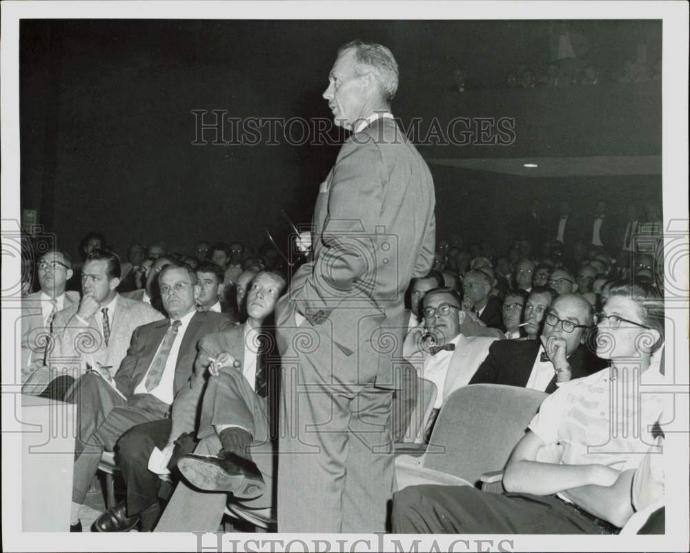 1958 Press Photo Dr. R.C. Robertson speaks to group. - hpa82726- Historic Images