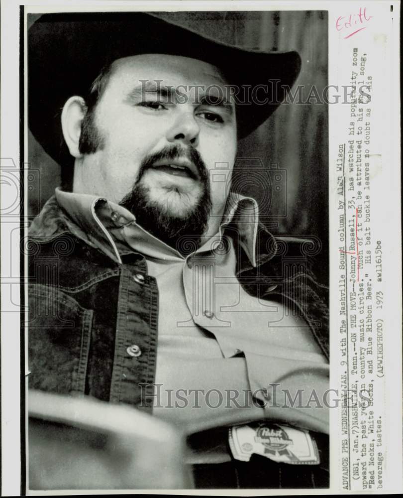 1973 Press Photo Johnny Russell, country music singer in Nashville, Tennessee- Historic Images