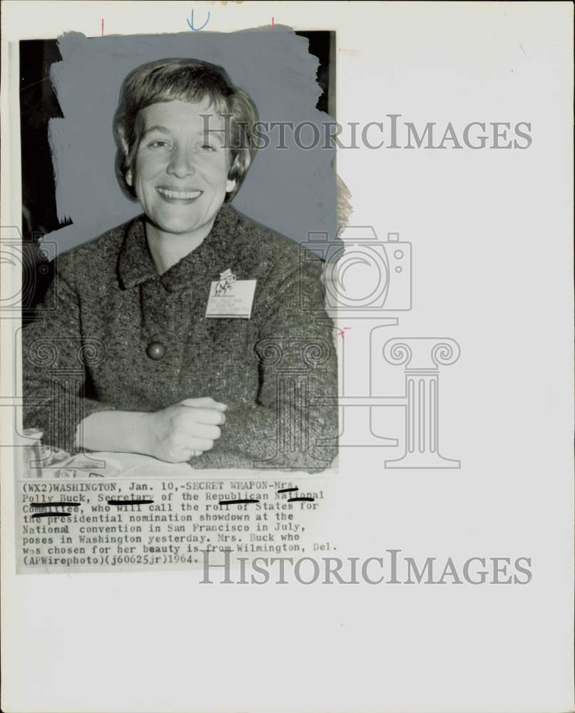 1964 Press Photo Polly Buck, Republican National Committee Secretary in D.C.- Historic Images