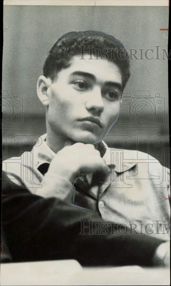 1959 Press Photo Johnny Lee Sage faces the judge during murder trial - hpa84948- Historic Images